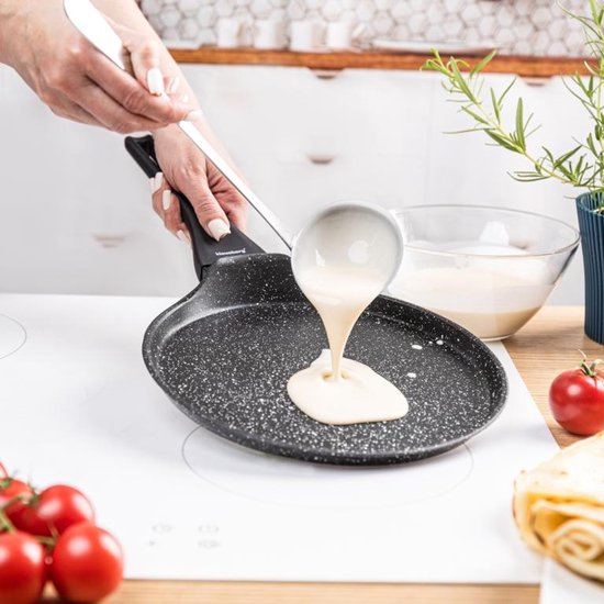 Klausberg KB-7957 Pannenkoekenpan 24 cm | Marmer Anti-aanbaklaag | Geschikt voor Inductie | Zwart | Crepepan