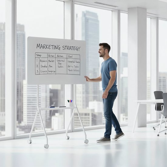 Ergo Office ER-306 - Whiteboard - verrijdbaar droog uitwisbaar - enkelzijdig - 119x79 cm