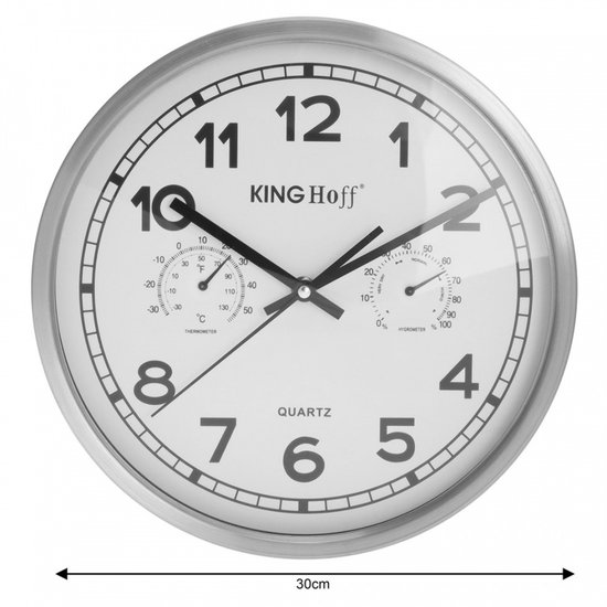 Kinghoff - Wandklok - Staal - 30cm - Moderne Stijl