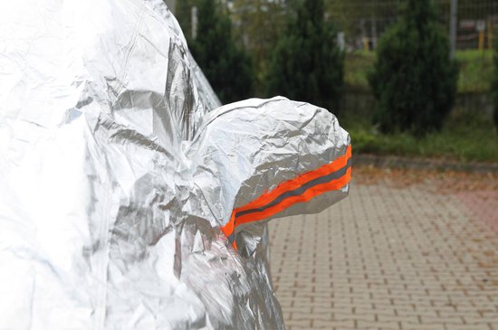 ALUMINIUM CAR COVER met Rits, REFLECTIVE, 120g + katoen, Zilver, maat: SUV/VAN L