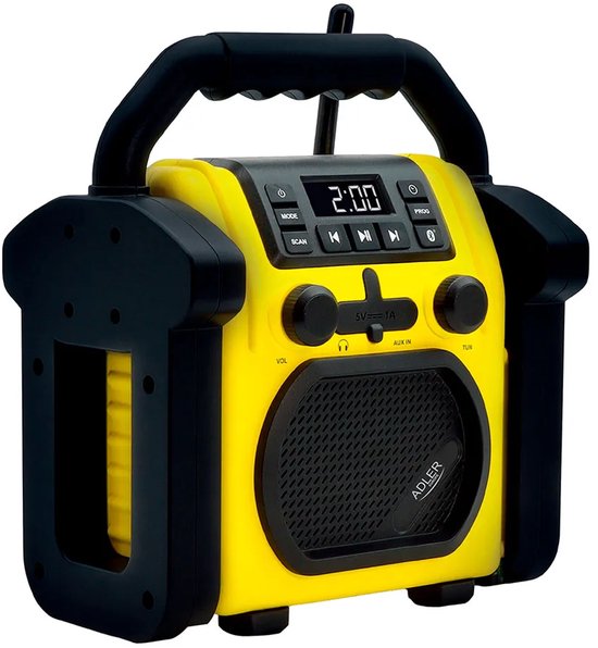 Adler Ad 1911- Digitale Radio - bouwradio - Bluetooth 5.1 - IPX 54 - vermogen 10 W -Geel