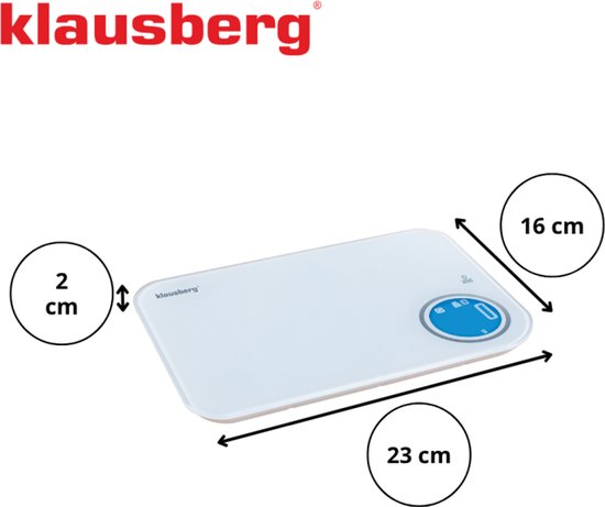 Klausberg KB-7938 Slimme Keukenweegschaal – Bluetooth, App Analyse, 5kg – Tempered Glass – Calorie & Macro Meter