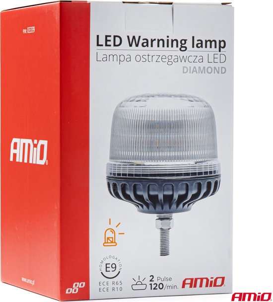 AMiO Stroboscoop Zwaailicht Waarschuwingslamp W25sb Enkele Bout R65 R10 24LED 12/24V IP66 Oranje