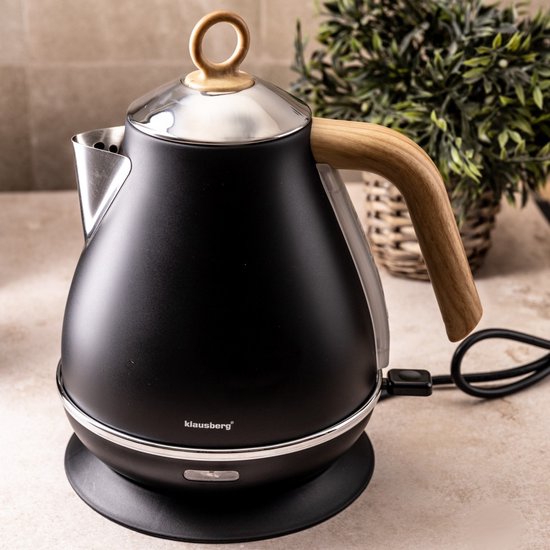 Klausberg 7706 - Retro Waterkoker - 1,7L - RVS - Zwart