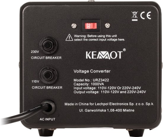 KEMOT - Serie - Omvormer - 800 W - 1000 VA - 115V <=> 230V