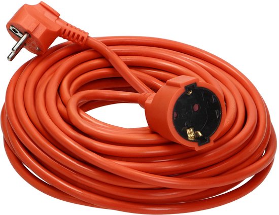 Verlengsnoer 40 meter - Verlengkabel max. 3680 Watt - voor buitengebruik en camping - Verlengsnoer buiten IP20 - 3 x 1,5 mm² - Oranje