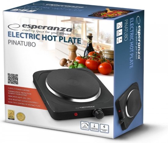 Esperanza EKH002K kookplaat Zwart Gesealde plaat 1 zone(s)