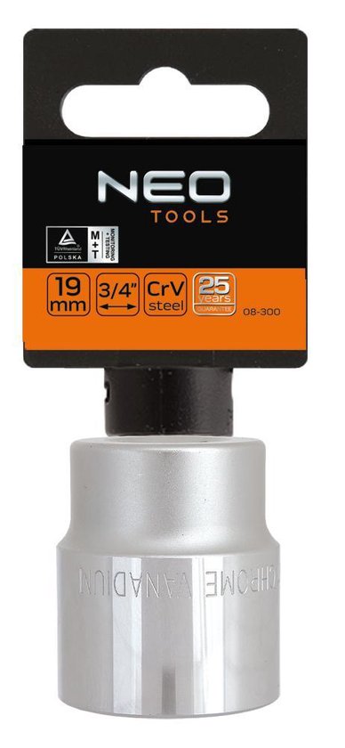 Neo Tools Dop 22 3/4 Aansluiting Zeskant DIN 3124 CRV Staal TUV M+T