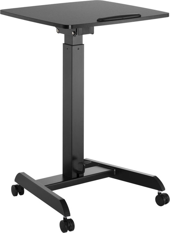 Maclean - Laptoptafel - Zit-sta bureau - laptoptandaard - In hoogte verstelbaar laptop bureau met wieltjes - verstelbaar tot max. 113cm 30 graden Kantelbaar Zwart