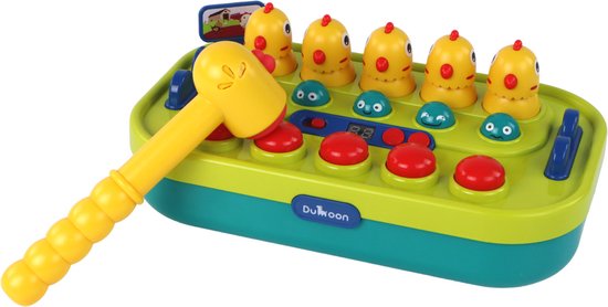 Whac-a-mole kinderspel - kippen thema - met hamer, verlichting & geluiden