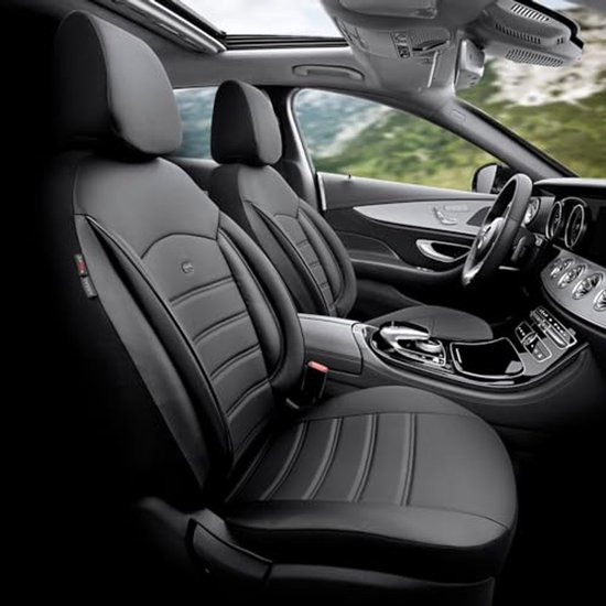 otoM universele volledig lederen stoelhoezen 'Inspire' zwart - 11 stuks - compatibel met zijairbags