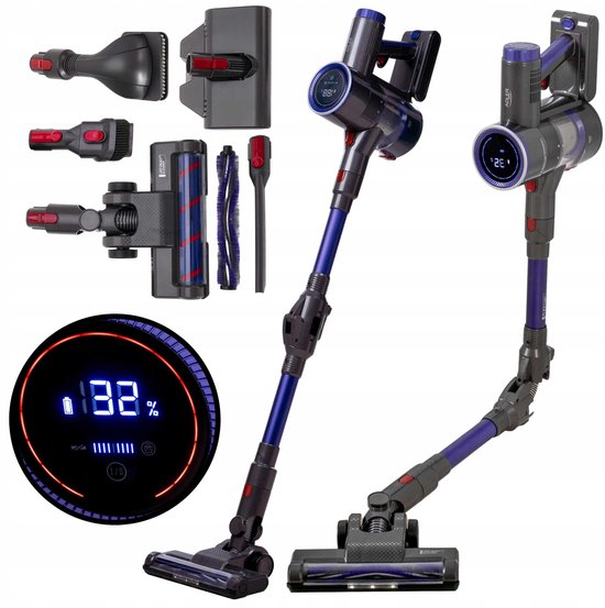 Adler AD 7061 - Steelstofzuiger - Draadloos - 350W - 23.000 Pa - HEPA 13 - Blauw