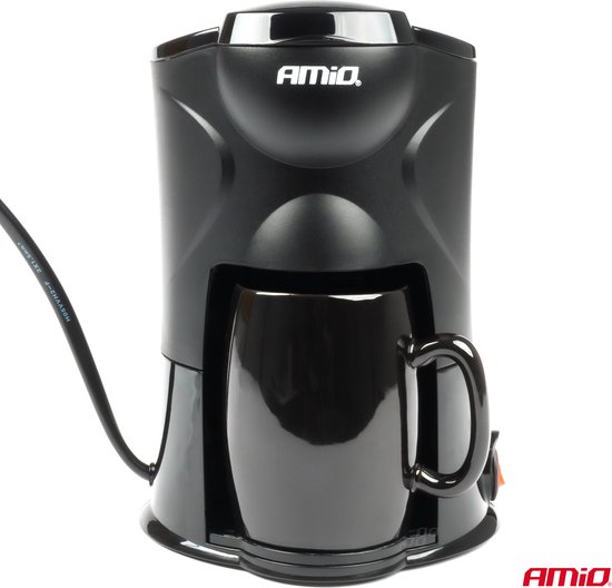 AMiO Koffiezetapparaat Auto Koffiezetter met Mok (12v/170w) Zwart met Autostekker Sigarettenaanstekerplug