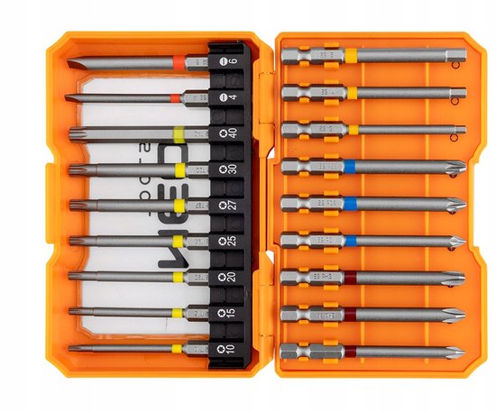 NEO TOOLS Bitset 18 Delen - 75mm - 1/4" HEX - S2 Staal