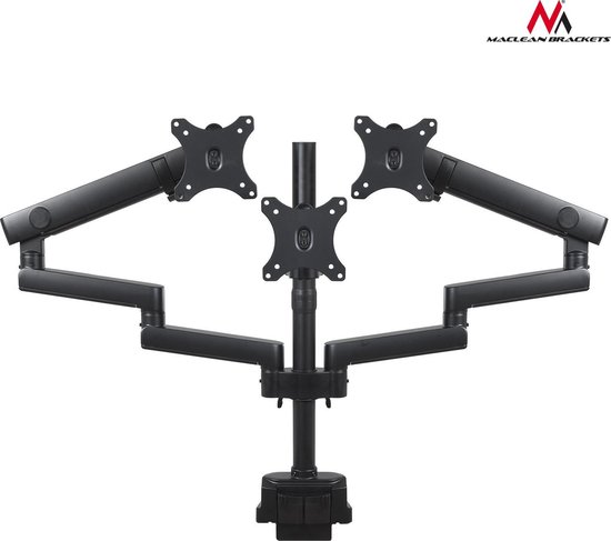Maclean MC-811 - Monitorbeugel voor 3 LCD LED-monitoren met 2x USB 3.0 - 17-27 "3x7kg vesa 75x75 en 100x100