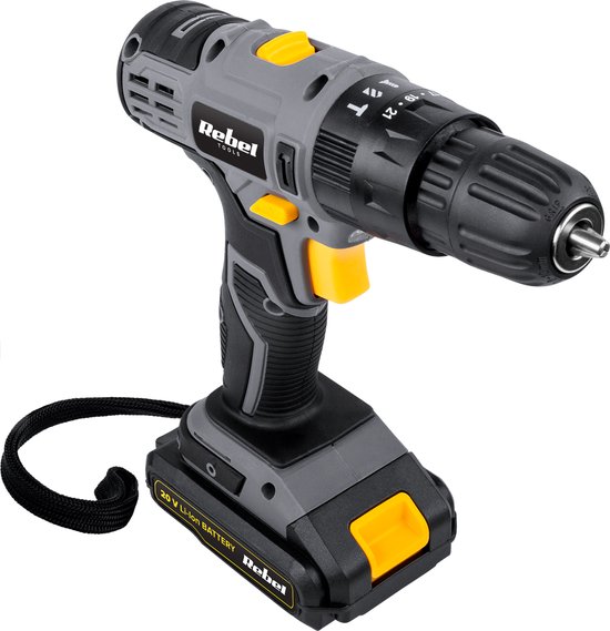 Rebel Tools - Accuboormachine - 20V 2A - Snelwissel Boorkop - Inclusief 13 Boorbits