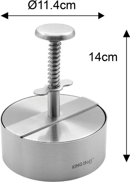 Kinghoff 1879 Roestvrijstalen Hamburgerpers - Verstelbare Patty Maker - Ø 11,4 cm - Vleespers