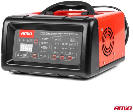 AMiO Acculader 20A 6V 12V met 100A Startfunctie - Voor AGM GEL MF en WET Accu’s Professioneel Gebruik
