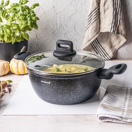 Klausberg 7671 - Zwart Marmeren kookpan - 24 cm - zwart - met deksel