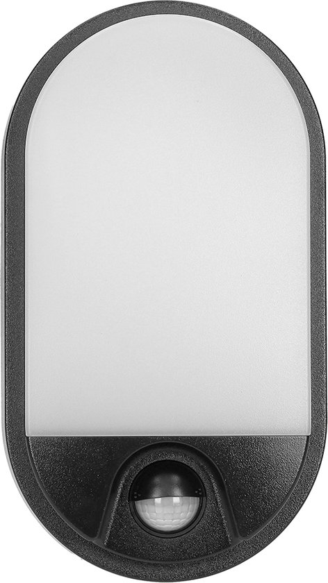 NEFRYT Buitenlamp met Bewegingssensor – Tuinverlichting 4000K – Buitenverlichting met IP54 - Muurlamp 800lm – Wandlamp buiten IK08 - Zwart