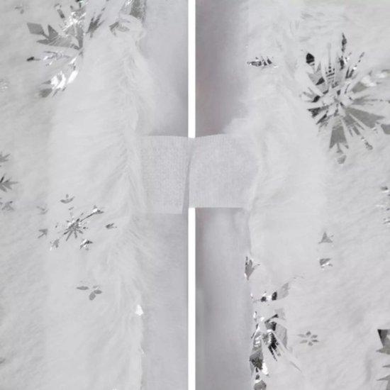 Ruhhy Kerstboommat 90cm - Luxe en Stijl met Zilveren Sterren en Sneeuwvlokken