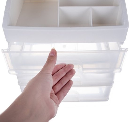 Soulima Make-up organizer - kunststof - transparant - 27 x 23 x 17 cm - incl 3 lades