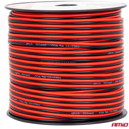 CCA luidsprekerkabel zwart/rood 2x1mm2 100m 5A