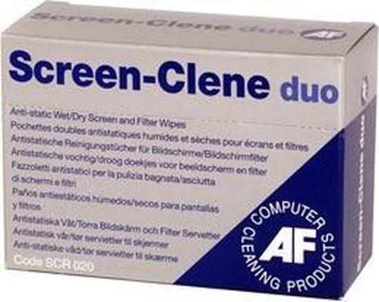 AF Screen-Clene Duo schermreinigingsdoekjes, 20 paar natte en droge doekjes