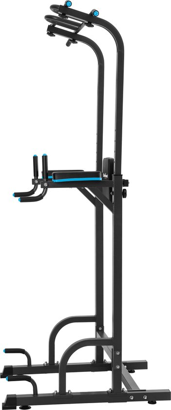 Rebel Active Multifunctioneel Pull Up Station en Krachtstation - Hoogteverstelling - Fitnessapparatuur Dip Station Verstelbaar 130kg - Zwart