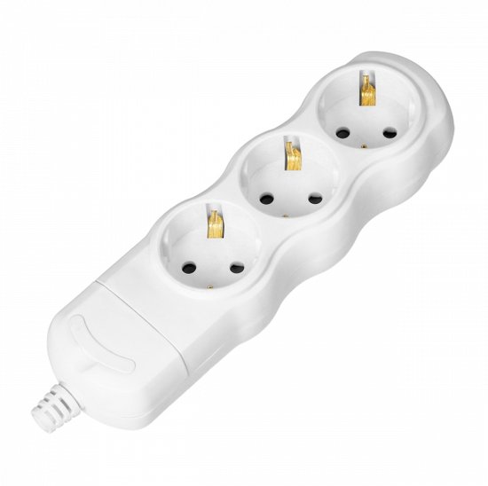 Stekkerdoos - Verdeelstekker 3 voudig - Verdeeldoos horizontaal - Stekkerblok zonder snoer/kabel - Wit