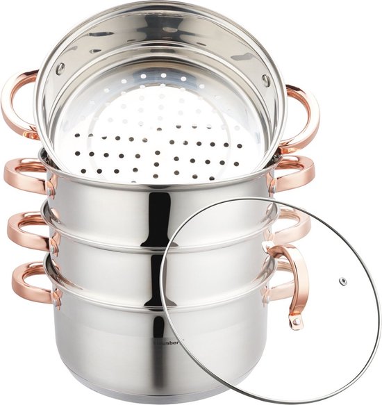 Klausberg 7736 - stoompan - 5 delig - 24 cm - 5 liter - rvs - alle warmtebronnen