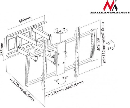 Maclean Brackets MC-679 - TV Muurbeugel 60-100" 80kg