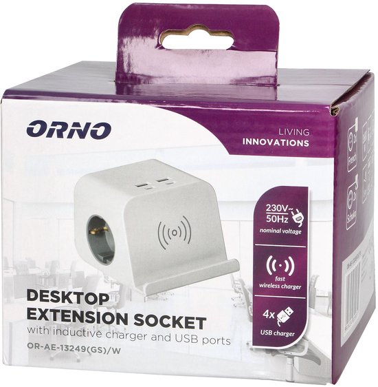Bureau stekkerdoos met USB A & C en draadloze oplader - Verdeelstekker met kabel - Verdeeldoos met schroefklem - Stopcontact met splitter 2 voudig - Wit