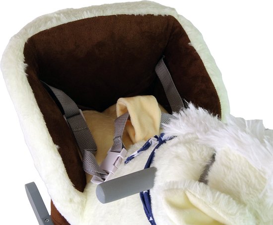 Lean Toys Hobbelpaard Wipstoel Witte Eenhoorn - Met geluid - 48 x 60 x 33 cm - Schommelstoel
