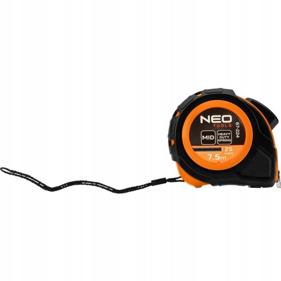 NEO Rolbandmaat 7,5m x 25mm met Autostop en Dubbele Vergrendeling
