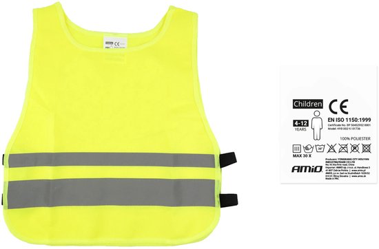 AMiO Veiligheidsvest voor Kinderen Geel SVK-03 Reflecterend Hesje met Certificaat