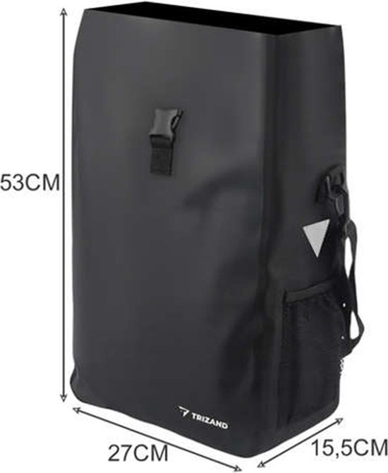 Trizand Multifunctionele Enkele Fietstas met Roltop 15-20 Liter - Shopper Schoudertas met Draagband - Zwart