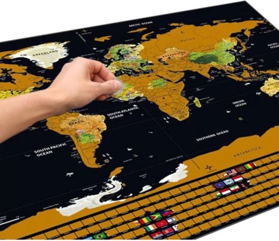 Malatec Wereldkaart Krasposter met Vlaggen - Perfect voor Reizigers