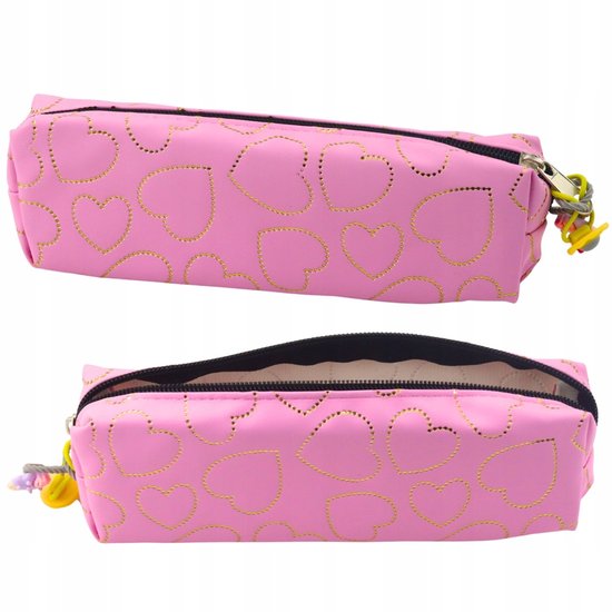 Etui Roze Gouden Hartjes - 20x6,5 cm