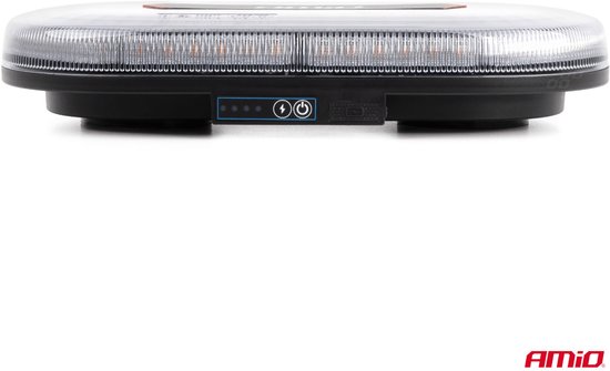 AMiO Oranje LED Batterij Zwaailicht Noodverlichting met Afstandsbediening en Dubbele Magneet 12/24V Oplaadbaar - ECE R65 en R10 gecertificeerd openbare weg