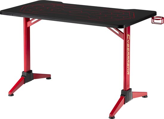 NanoRS - Gaming tafel met verstelbare RGB LED-achtergrondverlichting drank -hoofdtelefoon houder -  120cm