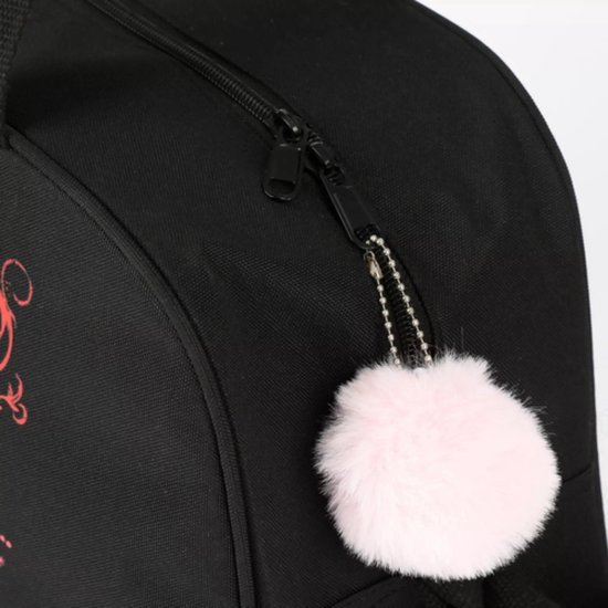 Kruzzel schooltas 13L zwart met roze kattenprint – verstelbare band en sleutelhanger