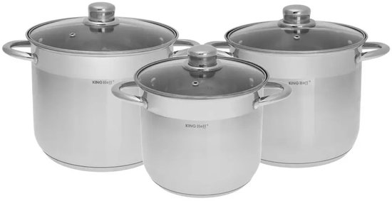 Kinghoff KH-4311 - Pannenset - 6 Delig - Roestvrij Staal - Inductie Geschikt