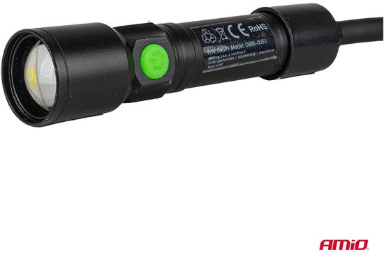 AMiO LED Inspectielamp 2xP50 1000mAh Halslamp met Flexibele Hals - Zoomfunctie en Oplaadbare Batterijen - Voor Werkplaats en Noodsituaties