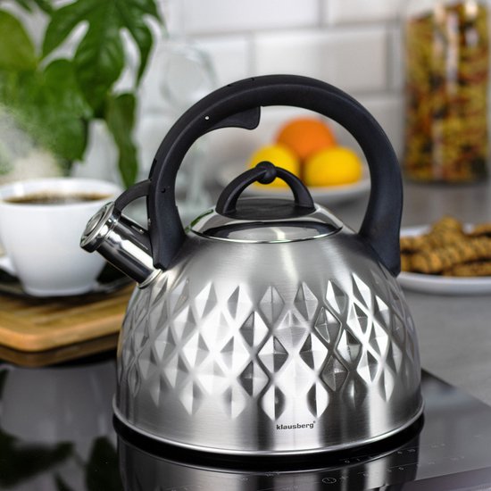 Klausberg 7549 - Traditionele fluitketel - zilver kleurig - 3 liter