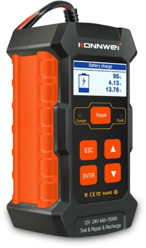 Accutester voor diverse Accu's - 12 en 24V - AGM, EFB, Gel en Lood - Zwart