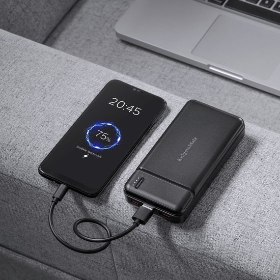 Krüger&Matz Powerbank - 20000 mAh - 1x USB-A 1x USB-C - Quick Charge 3.0 - 20W - Zwart