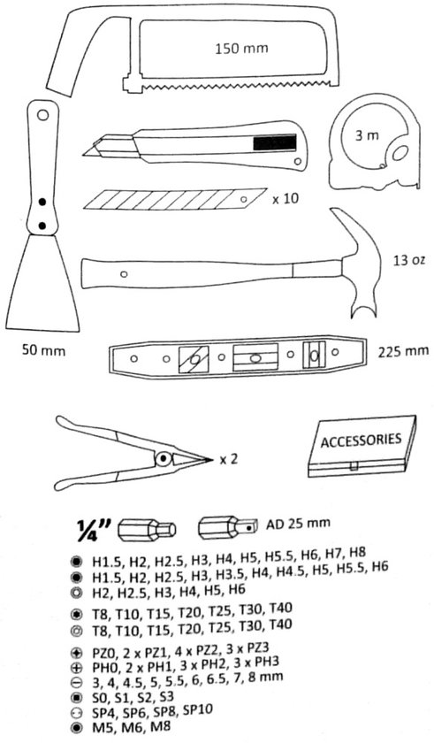 Mega Gereedschapset 144 Delen - Tangen & Sleutels