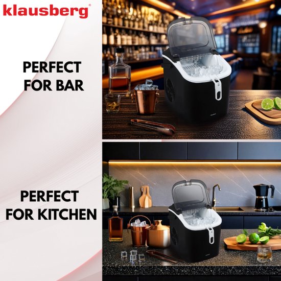 KLAUSBERG KB-7882 Automatische IJsblokjesmaker – 12 kg/dag, 7-12 min Snel, 1.2L Tank, LED Display, Zelfreinigend