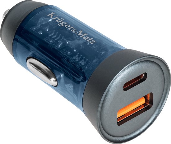 Krüger&Matz KM0872 - Autolader - USB A & USB C - 43W - Snel Opladen
